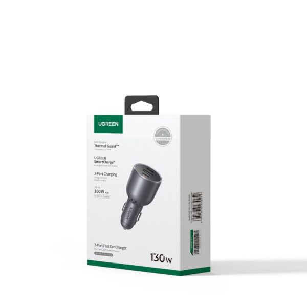 Φορτιστής Αυτοκινήτου PD 130W UGREEN EC705 35025 3 Θέσεων Γκρι