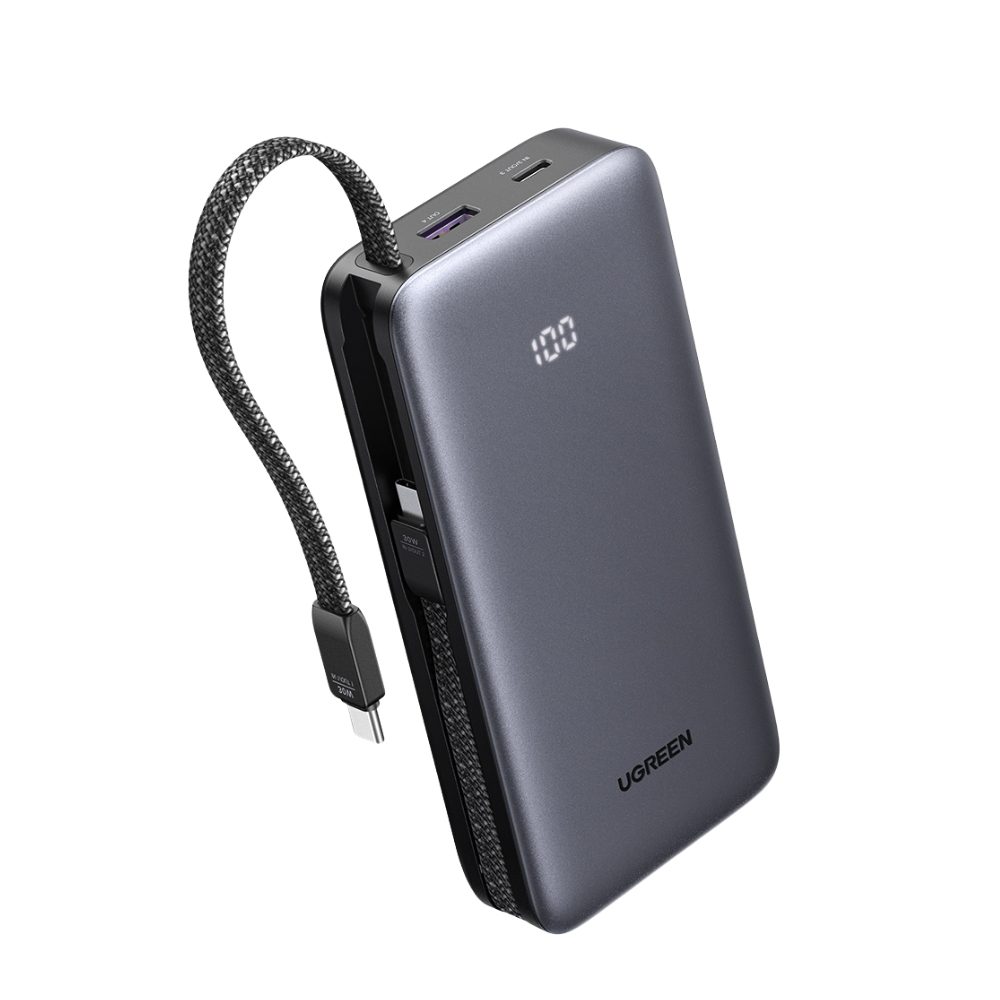Power Bank 20000mAh PD 30W UGREEN PB528 55985B 2 Θέσεων, με 2 καλώδια USB-C Γκρι