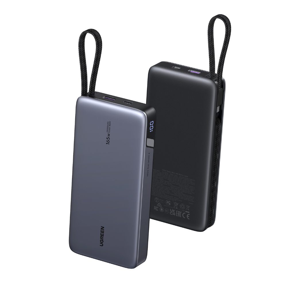 Power Bank 25000mAh PD 165W UGREEN PB552 55995B 2 Θέσεων, με 2 καλώδια USB-C Γκρι
