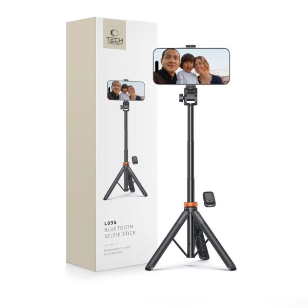 CREATOR: gd-jpeg v1.0 (using IJG JPEG v62), quality = 80 Tech-Protect L03S Bluetooth selfie stick with remote control, tripod up to 148cm and head 180 - blackeng