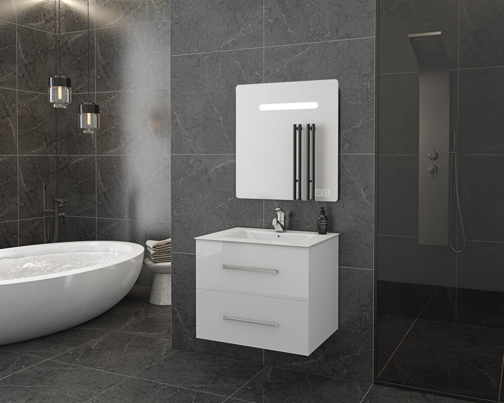 DROP TORINO 60 WHITE ΜΕ ΦΩΤΙΖΟΜΕΝΟ ΚΑΘΡΕΠΤΗ LED