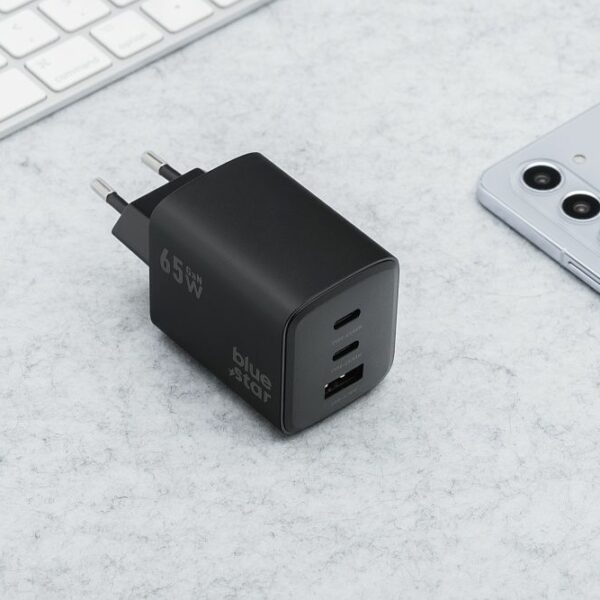 BLUE STAR travel charger GaN 4A 65W 2 x Type C + USB A PD QC4.0 VT-43 black