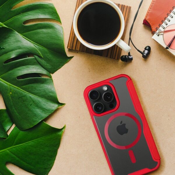 SMART MAG Book case compatible with MagSafe for IPHONE 15 Pro Max red