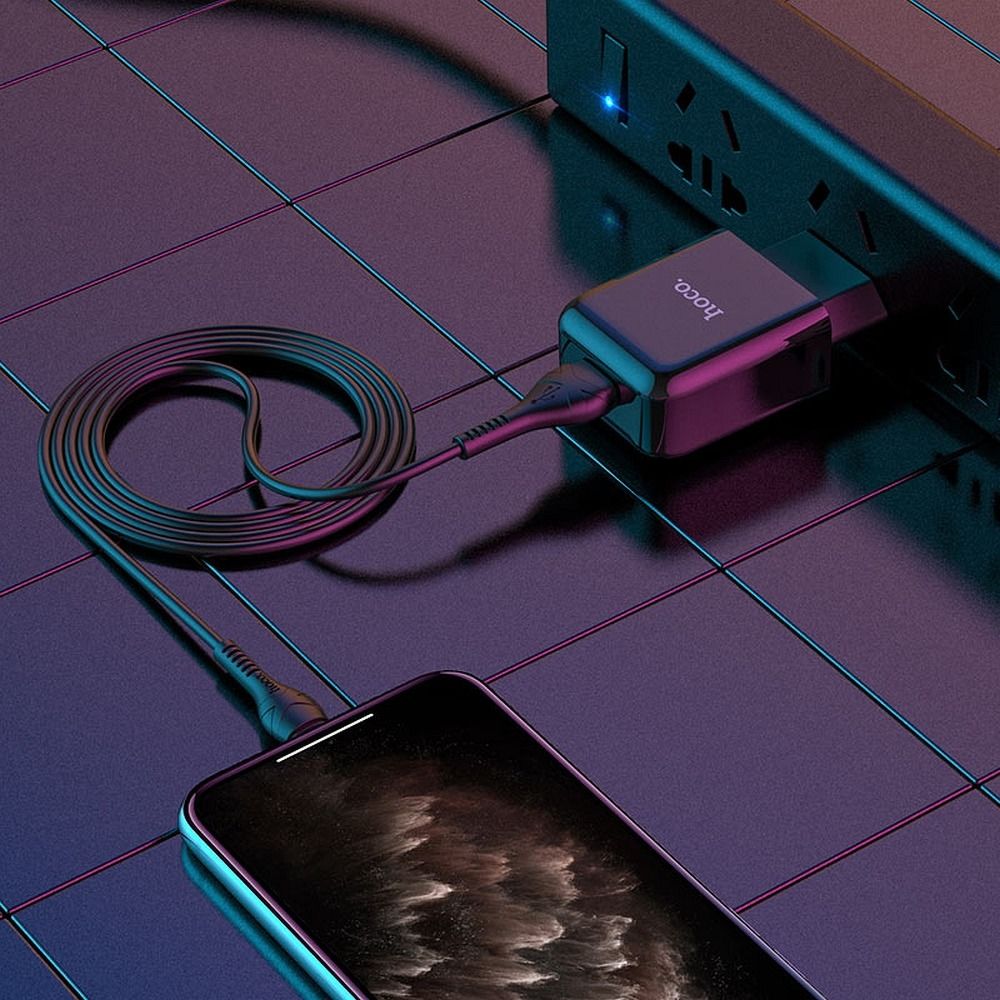 HOCO travel charger USB A + cable USB A to Lightning 2.1A N2 black