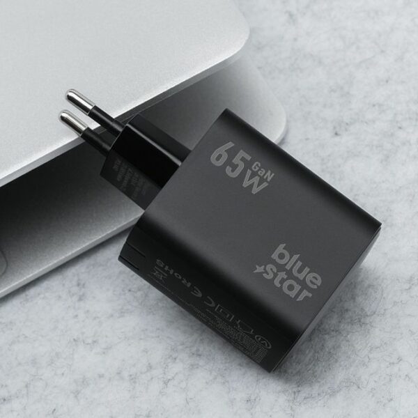 BLUE STAR travel charger GaN 4A 65W 2 x Type C + USB A PD QC4.0 VT-43 black