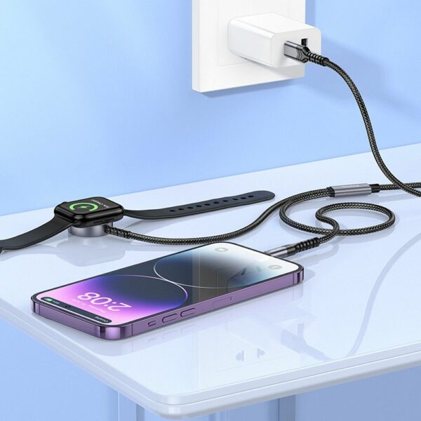 EOL HOCO wireless charger 2in1 Type C for Apple Watch + charging cable Lightning PD QC 3A CW54 1,2 m black