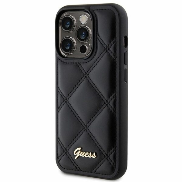 GUESS case for IPHONE 15 Pro Max GUHCP15XPSQSQSK (Quilted Metal Logo) black