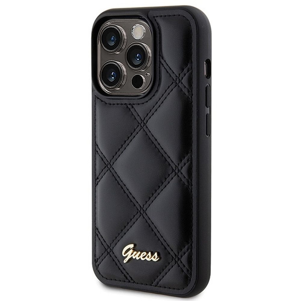 GUESS case for IPHONE 15 Pro Max GUHCP15XPSQSQSK (Quilted Metal Logo) black