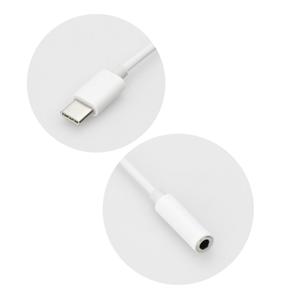 01b4f1fdb7ce80c8463eb8e9e50f3a06 Adapter AUX Type C (male) to Jack 3,5 mm (female) white