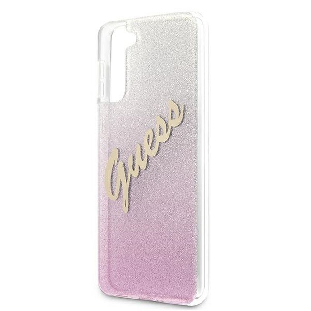 GUESS case for SAMSUNG S21 Plus GUHCS21MPCUGLSPI (Glitter Gradient Script) pink