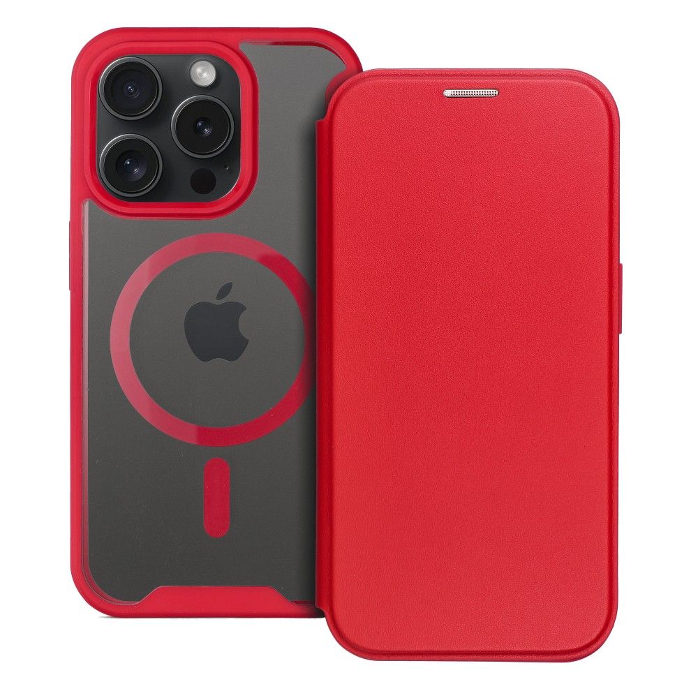 SMART MAG Book case compatible with MagSafe for IPHONE 15 Pro Max red