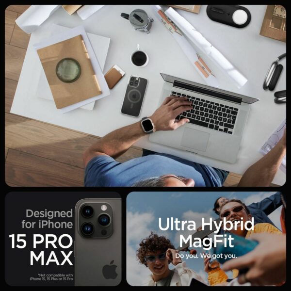 SPIGEN case ULTRA HYBRID MAG compatible with MagSafe for IPHONE 15 Pro Max graphite