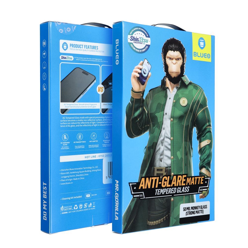 5D Mr. Monkey Glass - Apple iPhone 15 / 16 black (Strong Matte)