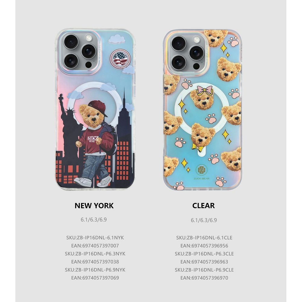 ZUCK BEAR case DARNELL FROSTED LASER compatible with MagSafe for IPHONE 16 Pro Max new york