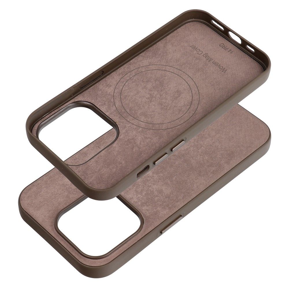 WOVEN MAG COVER case compatible with MagSafe for IPHONE 14 Pro light brown
