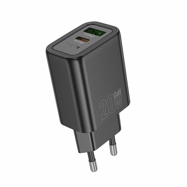 HOCO wall charger USB A + Type C PD QC3.0 3A 20W N61 black