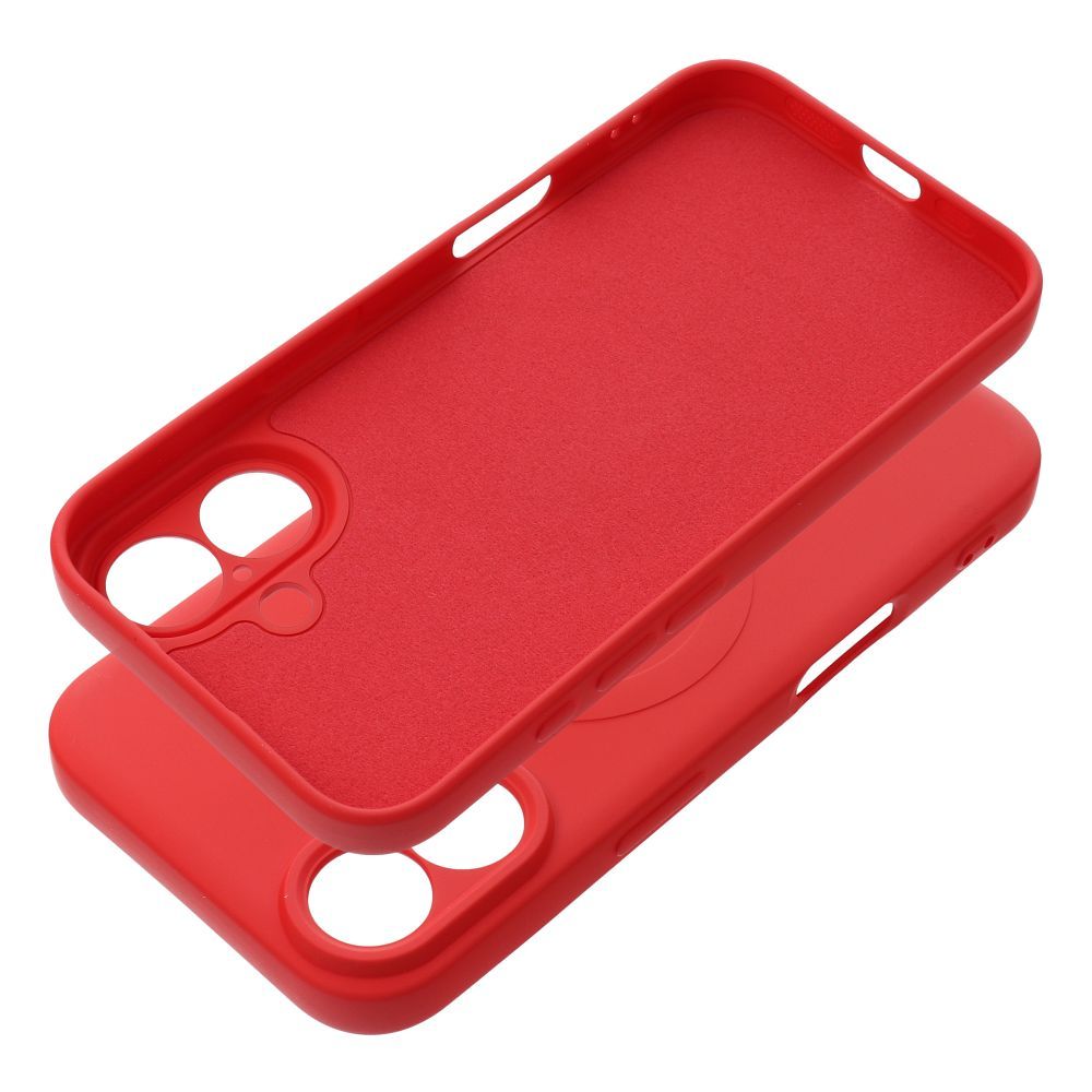 SILICONE MAG COVER case compatible with MagSafe for IPHONE 16 red
