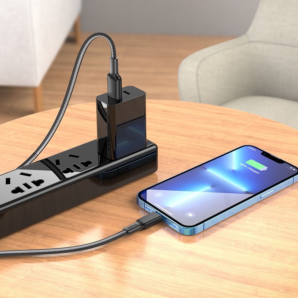052eab00a15feee28bf39e702693ab28 HOCO cable USB A to Lightning 2,4A X69 1 m black white