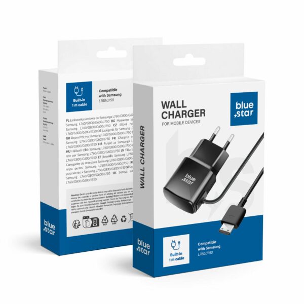 BLUE STAR travel charger 1A 5W for SAMSUNG L760 / G800 / G600 / J750 TFK-TC-1100B black