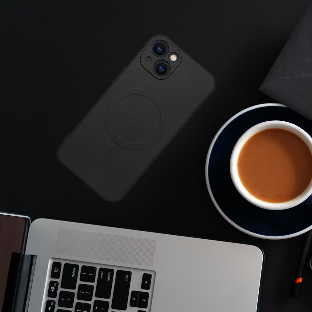 SILICONE MAG COVER case compatible with MagSafe for IPHONE 16 Plus black