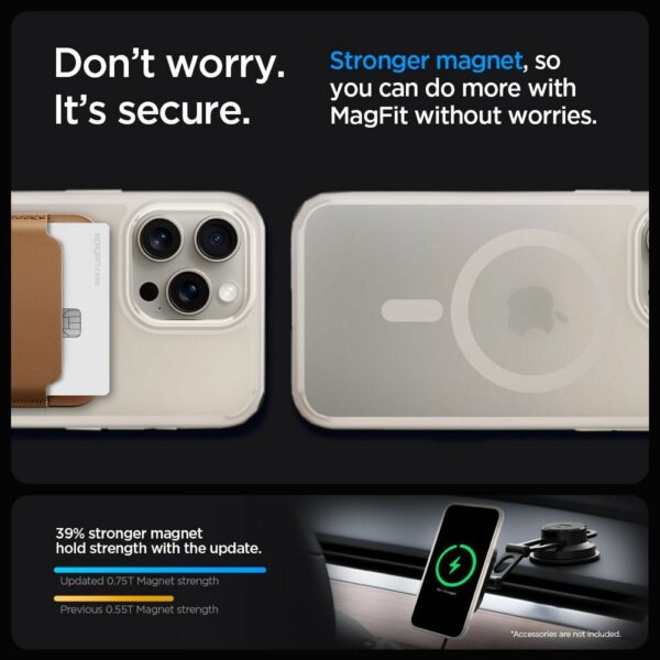 SPIGEN case ULTRA HYBRID MAG compatible with MagSafe for IPHONE 15 Pro frost natural titanium