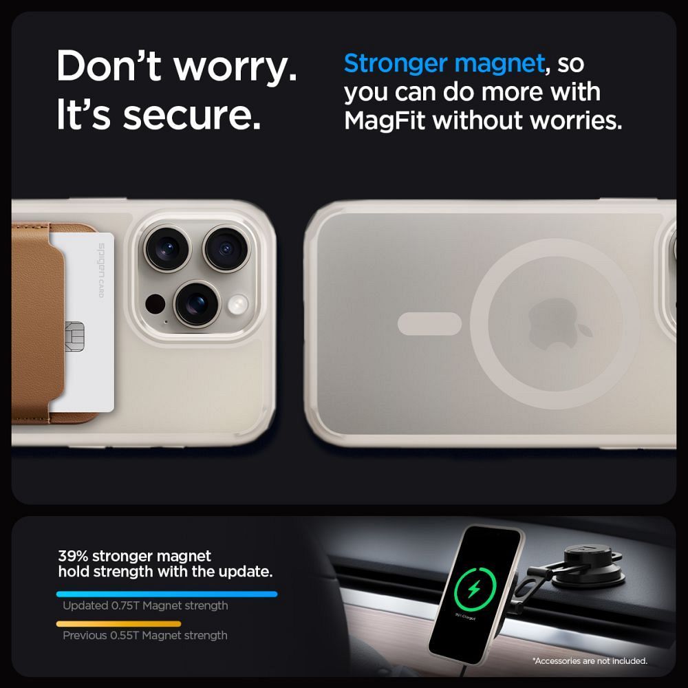 SPIGEN case ULTRA HYBRID MAG compatible with MagSafe for IPHONE 15 Pro frost natural titanium