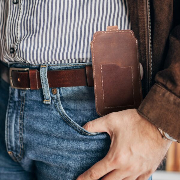 ROYAL Crazy Horse - Leather universal pull-up pocket / brown - Size 2XL+tall - SAMSUNG S21 ULTRA / HUAWEI P Smart 2021 / XIAOMI Redmi 12 / OPPO A98 5G
