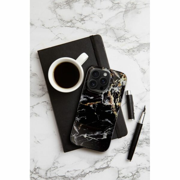 FORCELL F-PROTECT Mirage, Military Drop-Tested case compatible with MagSafe for IPHONE 15 black marble