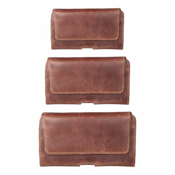 ROYAL Crazy Horse universal horizontal leather belt holster size M for IPHONE 12 MINI / 13 MINI / SAMSUNG A40 / S8 / XIAOMI 12 / Redmi 5A brown