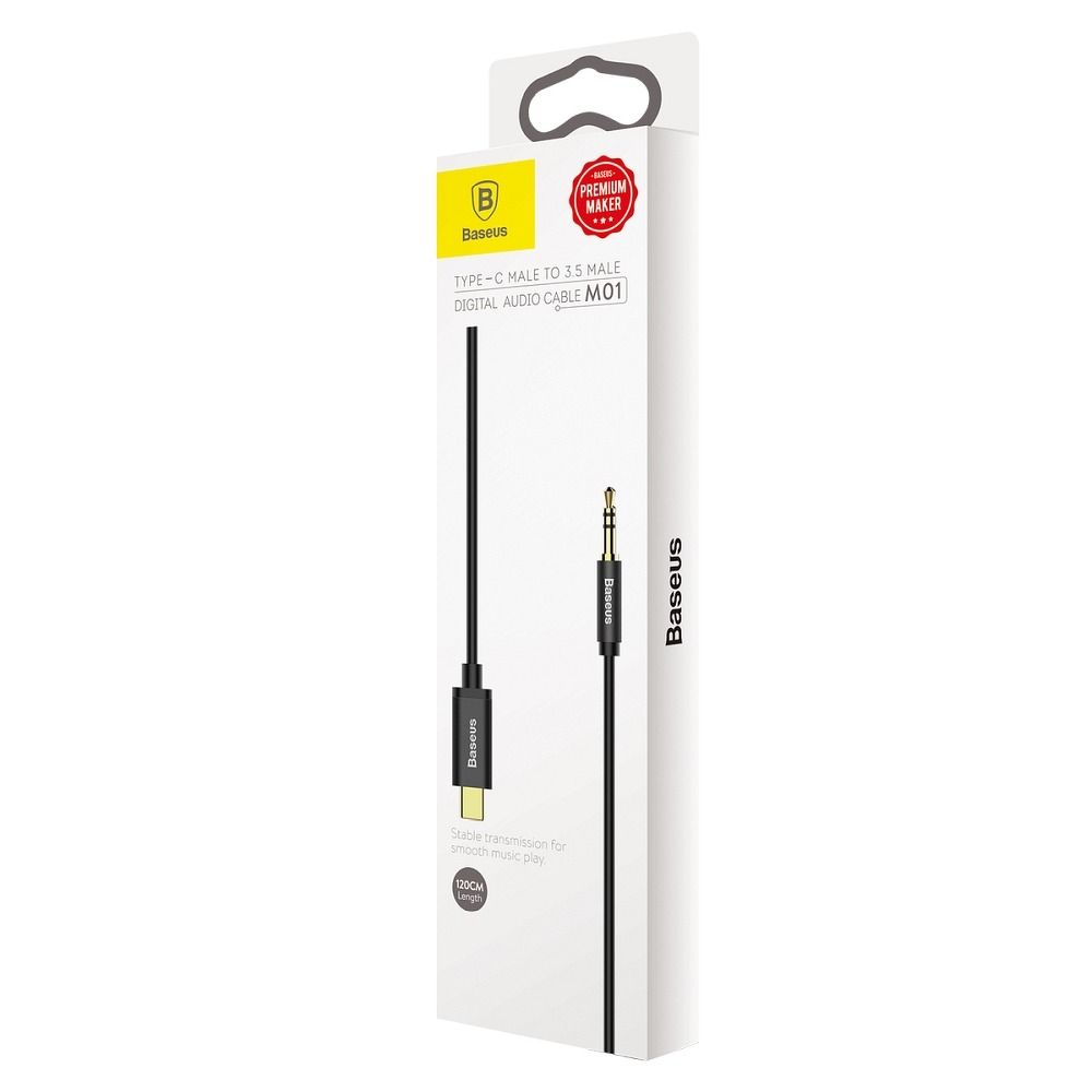 BASEUS cable AUX Type-C (male) to Jack 3,5 mm (male) CAM01-01 1,2 m black