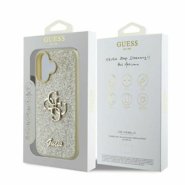 GUESS case for IPHONE 16 GUHCP16SHG4SGD (Fixed Glitter Big 4G) gold