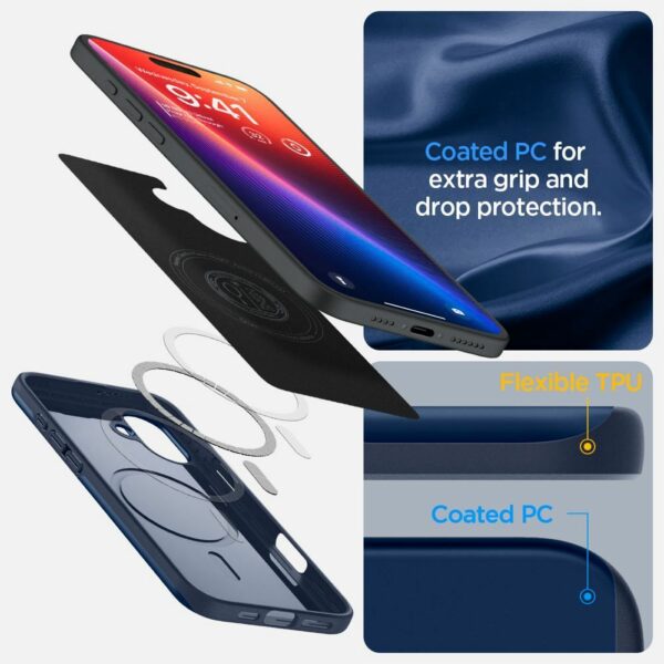 SPIGEN case THIN FIT MAG compatible with MagSafe for IPHONE 16 navy blue