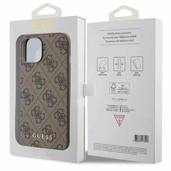 GUESS case for IPHONE 15 GUHCP15SG4GFBR (4G Metal Logo) brown