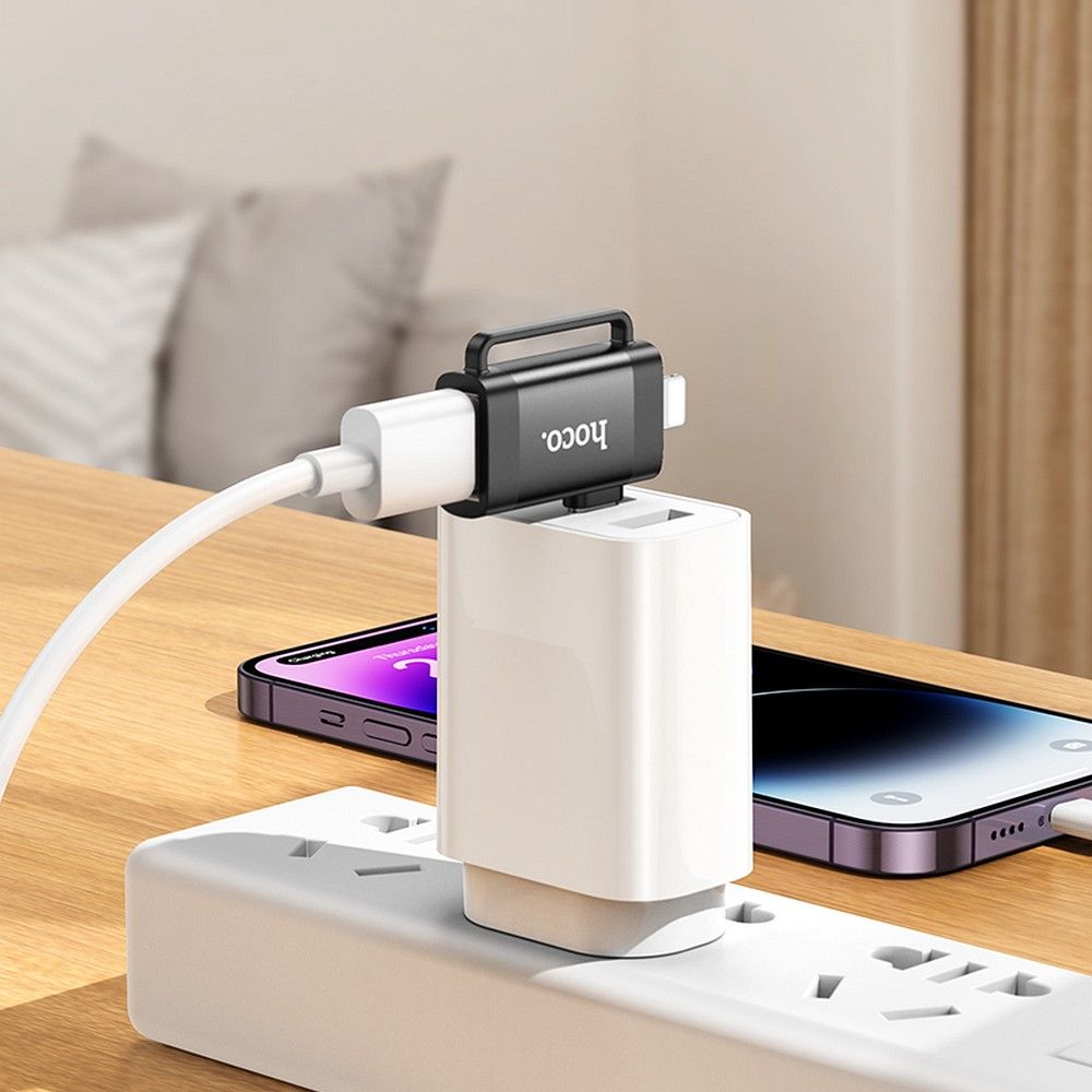 HOCO adapter OTG 2in1 Type C (male) / Lightning (male) to USB A (female) UA31F black