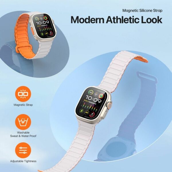 DUX DUCIS strap KJ nylon for Apple Watch 42 / 44 / 45 / 49 mm Silver/Orange