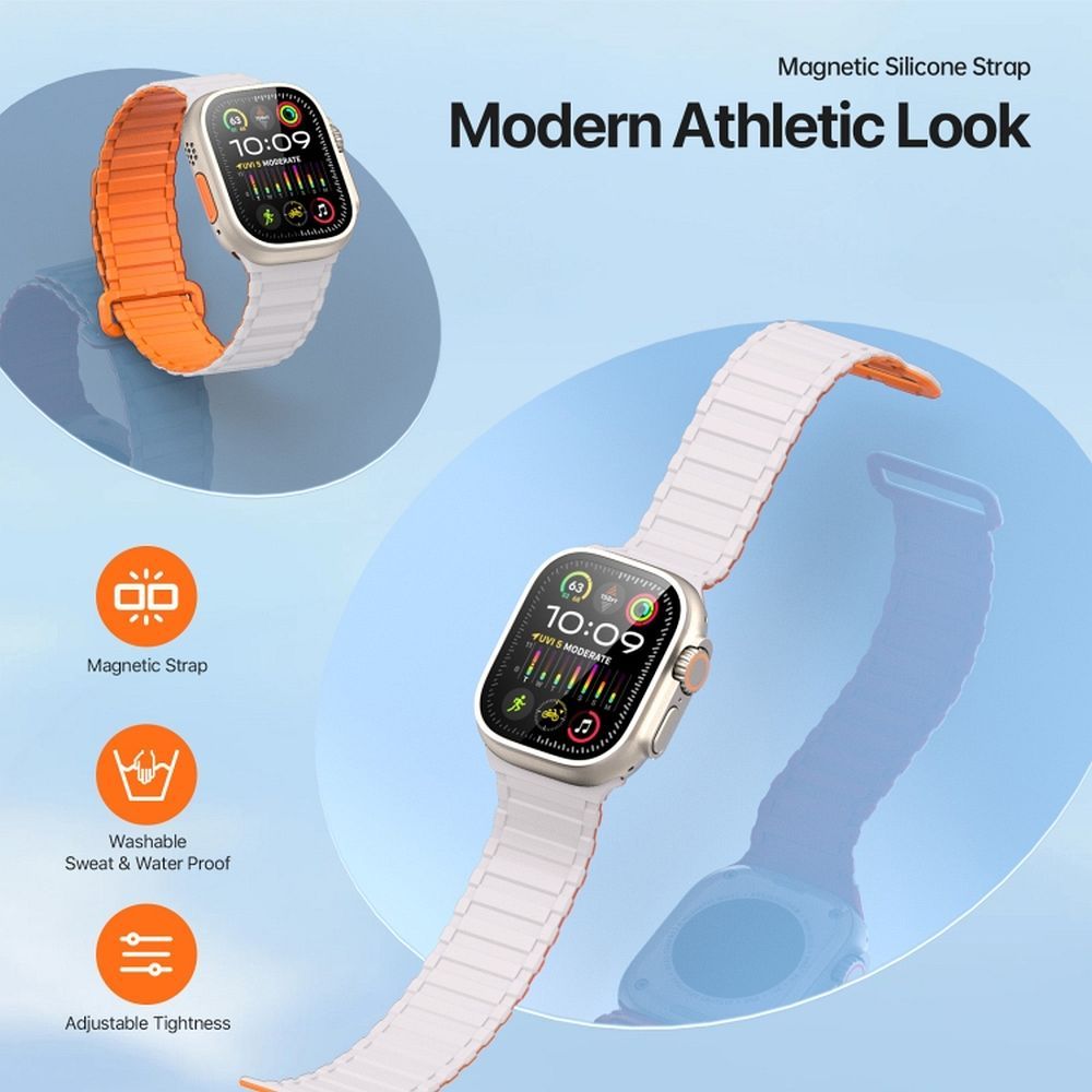 DUX DUCIS strap KJ nylon for Apple Watch 42 / 44 / 45 / 49 mm Silver/Orange