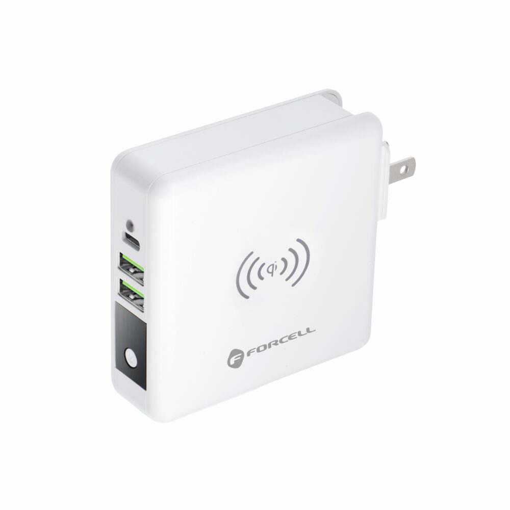 FORCELL F-ENERGY multifunctional charger 15W 4in1 with USB/USB-C socket, power bank 8000mAh and wireless charging