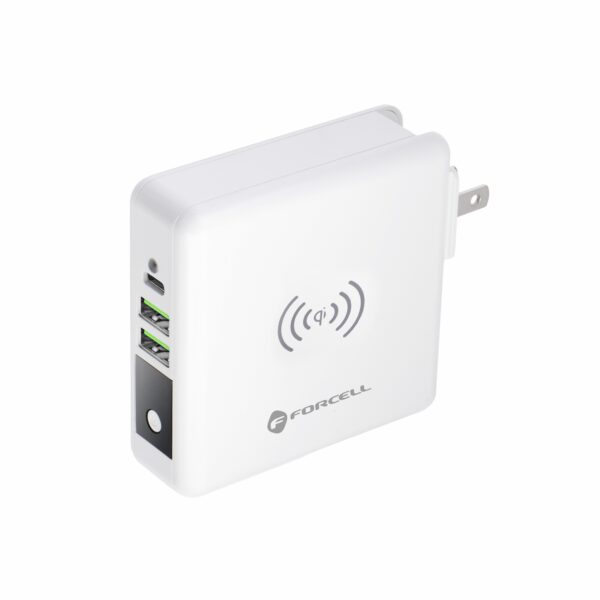 FORCELL F-ENERGY multifunctional charger 15W 4in1 with USB/USB-C socket, power bank 8000mAh and wireless charging
