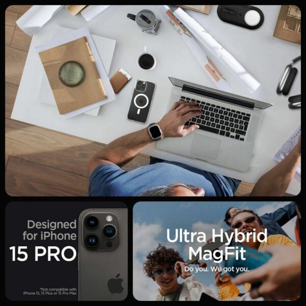 SPIGEN case ULTRA HYBRID MAG compatible with MagSafe for IPHONE 16 Pro frost clear