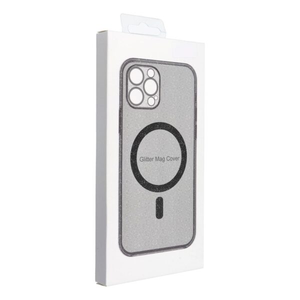 CLEAR MAG COVER case with camera protection compatible with MagSafe for IPHONE 16 Pro Max black glitter