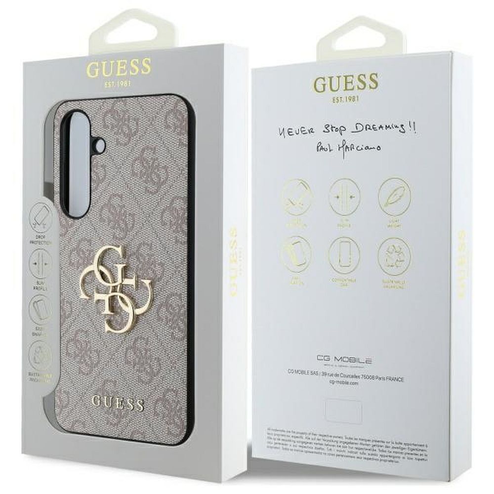GUESS case for SAMSUNG S24 FE GUHCS24FE4GMGPI (HC PU 4G Big Metal Logo) pink