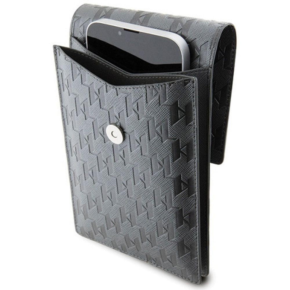 0b787f459a434f89c4cec28e75db6a03 KARL LAGERFELD universal bag for mobile KLWBSAKHPKG (Saffiano Mono Ikonik) silver