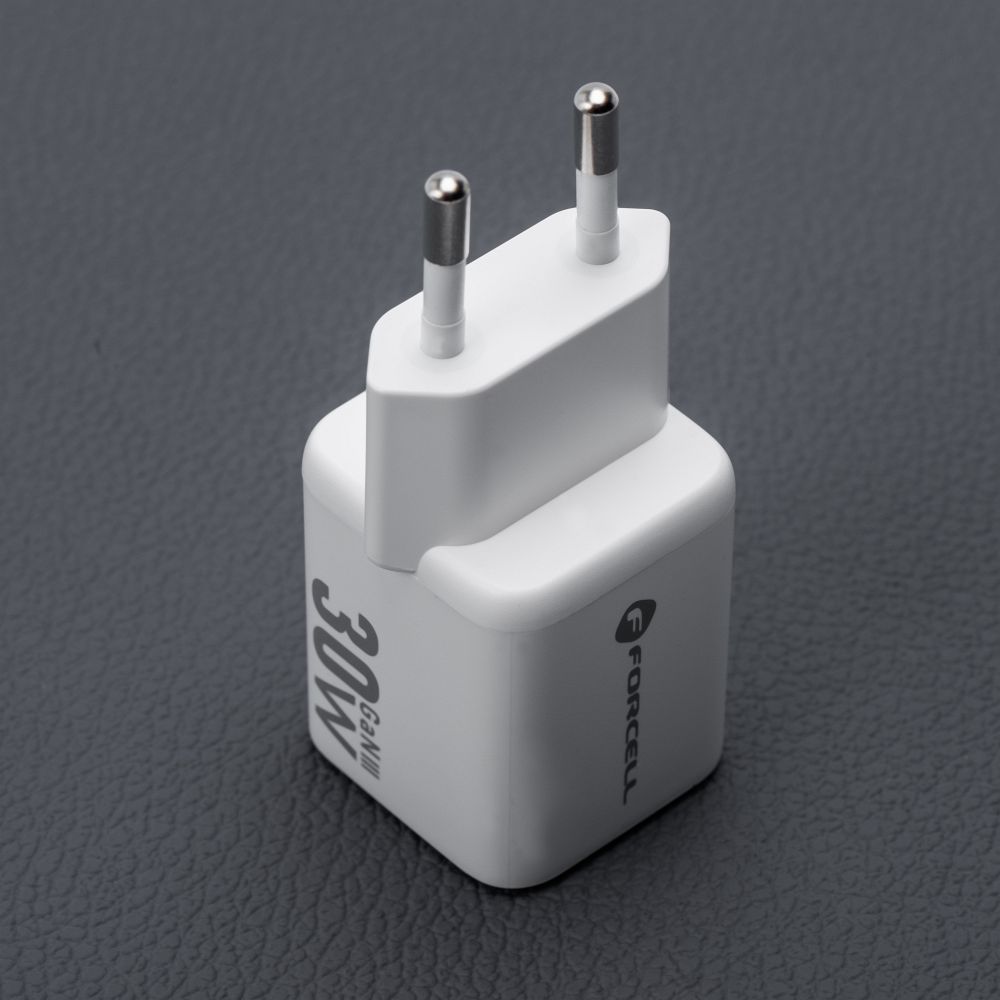 FORCELL F-ENERGY Mini GaN III VT-35 travel charger with 1 x Type C + 1x USB A sockets, PD QC4.0 30W white