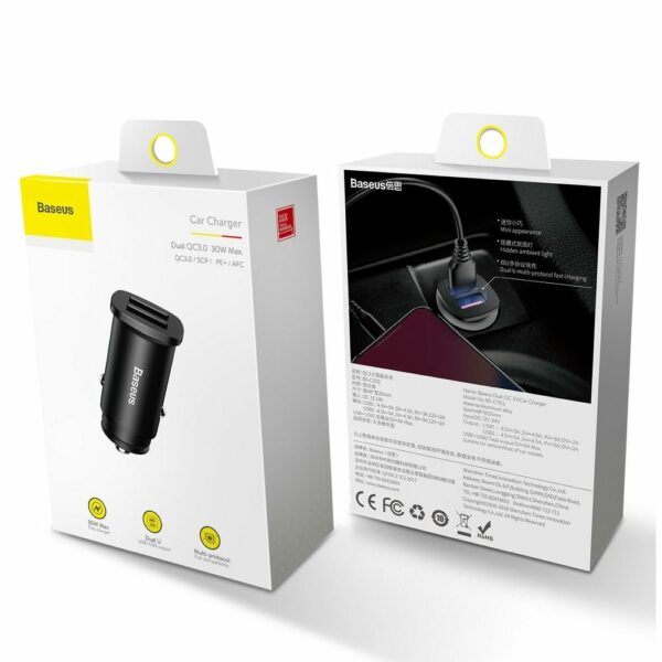 BASEUS car charger 2 x USB A QC3.0 5A 30W CCALL-DS01/BS-C16Q black