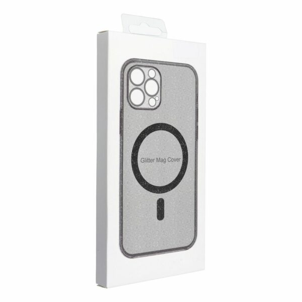 CLEAR MAG COVER case with camera protection compatible with MagSafe for IPHONE 16 PRO black glitter