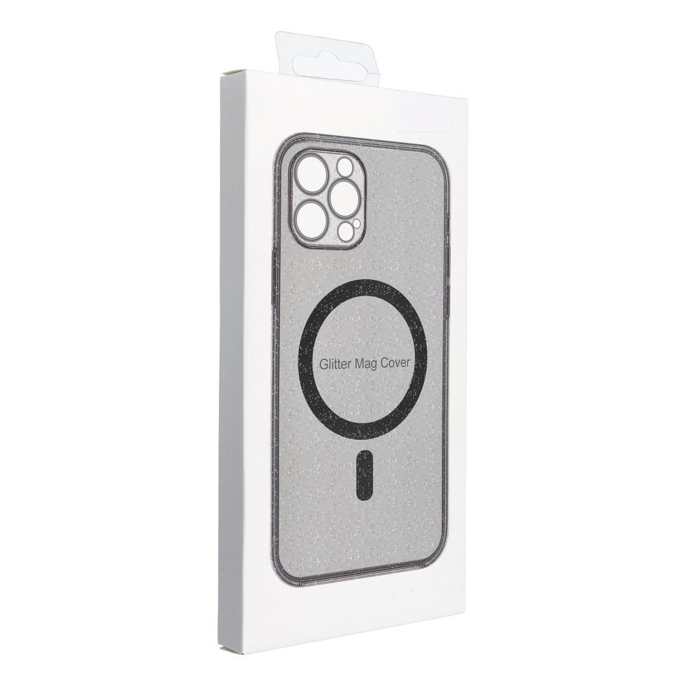 CLEAR MAG COVER case with camera protection compatible with MagSafe for IPHONE 16 PRO black glitter