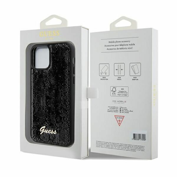 GUESS case for IPHONE 12 / 12 Pro GUHCP12MPSFDGSK (Sequin Script Metal) black