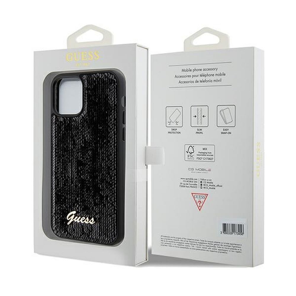 GUESS case for IPHONE 12 / 12 Pro GUHCP12MPSFDGSK (Sequin Script Metal) black
