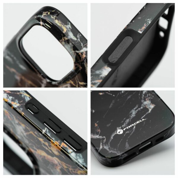 FORCELL F-PROTECT Mirage, Military Drop-Tested case compatible with MagSafe for IPHONE 15 black marble