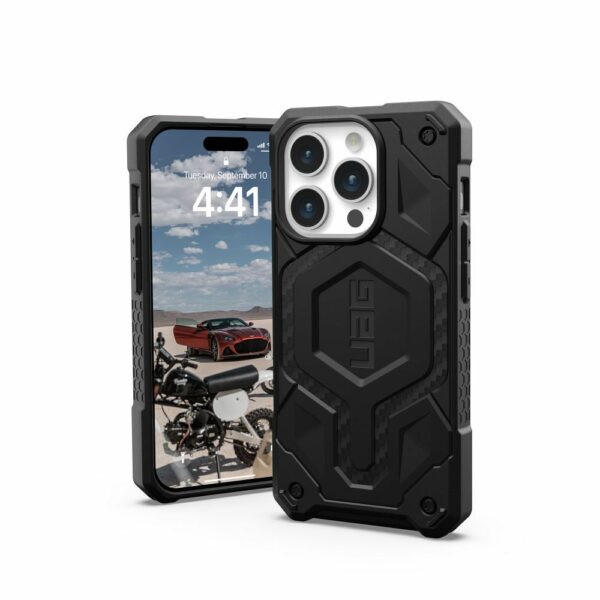 UAG Urban Armor Gear case MONARCH PRO compatible with MagSafe for IPHONE 15 Pro carbon fiber